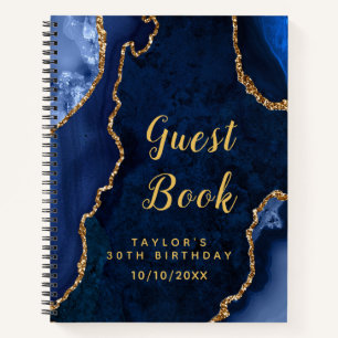 Marine et Gold Agate Anniversaire Livre d'or