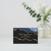 Marine et Gold Agate Carte de visite en pierre pré (Debout devant)