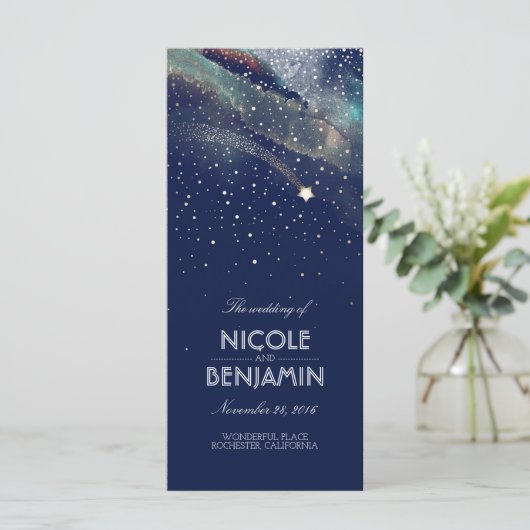 Marine et Gold Tirage Star Night Wedding Programme (Debout devant)