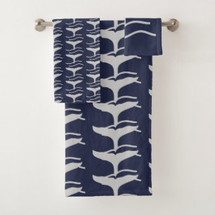 Marine et gris de motif de queue de baleines