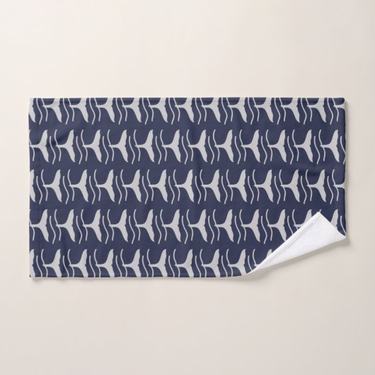 Marine et gris de motif de queue de baleines (Serviette à main)