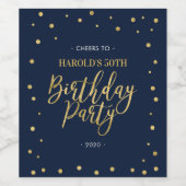 Marine et Or | Adulte 50e anniversaire Étiquette d (Étiquettes simples)