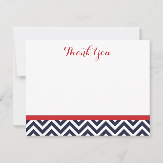 Marine et Red Simple Chevron Merci Cartes de notes (Devant)