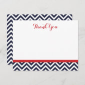 Marine et Red Simple Chevron Merci Cartes de notes (Devant / Derrière)