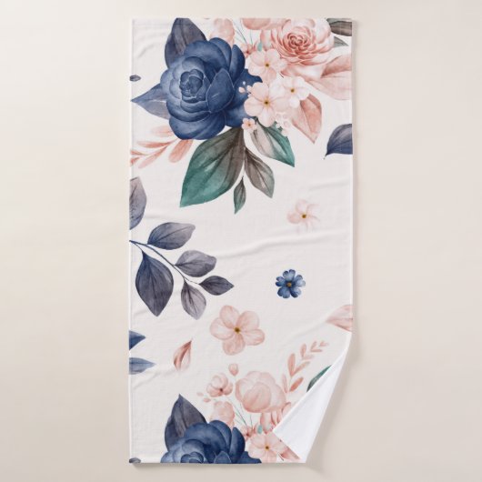 Marine Et Roses De Pêche  (Serviette de bain)