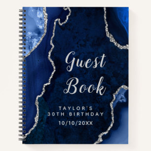 Marine et Silver Agate Anniversaire Livre d'or
