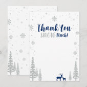 Marine et Silver Winter Wonderland Carte de remerc (Devant / Derrière)