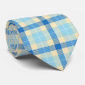 Marine et Sky Blue Tartan Plaid Cravate (Roulé)