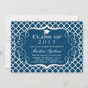 Marine + faire-part de graduation en quatrefoil bl