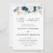 Marine Faire-part de mariage bleu et blanc (Devant)