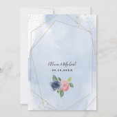 Marine & faire-part de mariage floral rose roux (Dos)