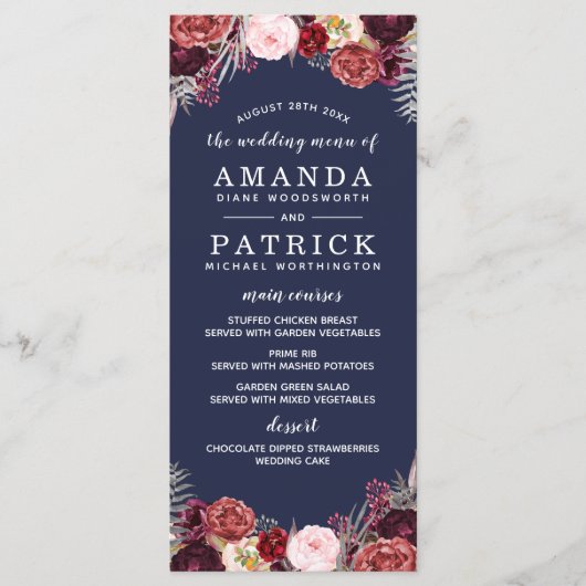 Marine Fall Marsala Blush Peony Mariage Cartes de  (Devant)