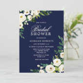 Marine & Fleurs blanches Invitation Fête des marié (Debout devant)