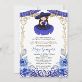 Marine Fleurs bleues or Quinceanera Invitation (Devant)
