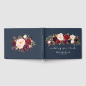 Marine Floral Bourgogne Mariage Livre d'or (Complet)