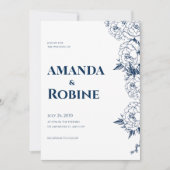 Marine Floral Faire-part de mariage (Devant)