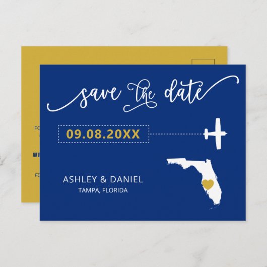 Marine Floride Mariage Enregistrer la carte de dat (Devant / Derrière)