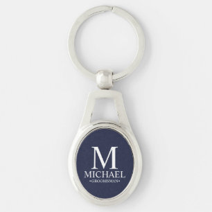 Marine gepersonaliseerde Groomsman Naam en Monogra Sleutelhanger