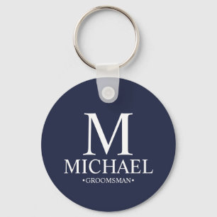 Marine gepersonaliseerde Groomsman Naam en Monogra Sleutelhanger
