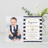 Marine Gold Boy 1er anniversaire Invitation Prince (Debout devant)