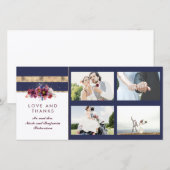 Marine Gold et Bourgogne Mariage Floral Merci (Devant / Derrière)