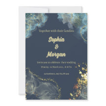 Marine Gold Faire-part de mariage moderne