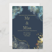 Marine Gold Faire-part de mariage moderne (Devant / Derrière)