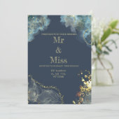 Marine Gold Faire-part de mariage moderne (Debout devant)