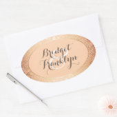 Marine Goud Bloemen Blush Bruiloft Ovale Sticker (Envelop)