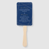 Marine Goud Geometrisch Huwelijksprogramma Handwaaier (Voorkant)