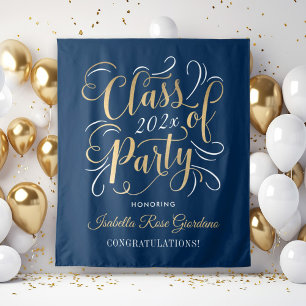 Marine Goud Klas van 2026 Feest Afstudeerbackdrop Wandkleed