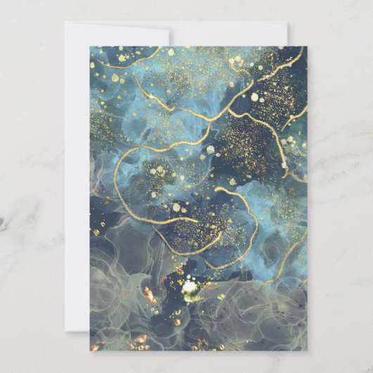 Marine Goud Moderne Bruiloft Uitnodiging (Achterkant)