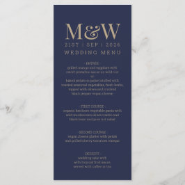 Marine Goud Monogram Bruiloft Menu