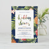 Marine & Goud | Uitnodiging voor zomer trouwfeest  (Staand voorkant)