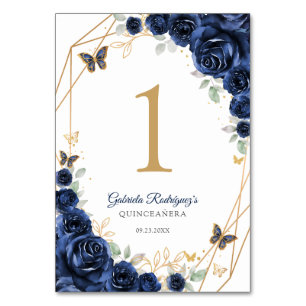 Marine Gouden Bloemige Quinceanera Kaart