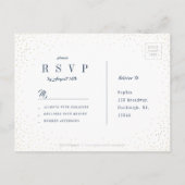 Marine & Gouden Glitter Eenvoudige Bruiloft RSVP Uitnodiging Briefkaart (Achterkant)