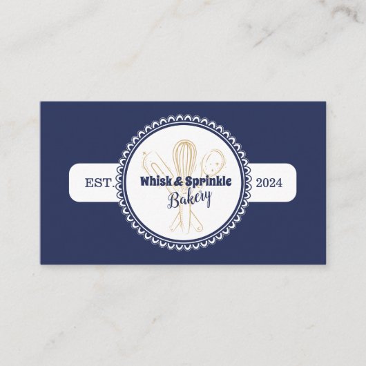 Marine & Gouden Whisk Chef Catering Bakkerij Visitekaartje (Voorkant)