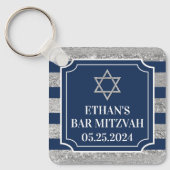 Marine, Grijs Gestreepte Bar Mitzvah Sleutelhanger (Voorkant)