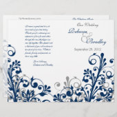 marine gris blanc abstrait mariage programme (Devant / Derrière)