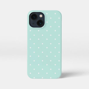 Marine Groen en wit Polka Dots Telefoonhoesjes iPhone 13 Mini Hoesje