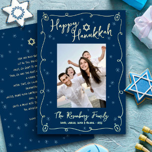 Marine Hanukkah-foto handgetekend Uw notitie Echte Folie Feestdagenkaart