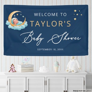 Marine Hemel Maan Sterren Baby Shower Vlag Spandoek