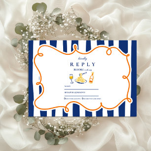 Marine Italiaans eten bruiloft Doodles RSVP Kaartje