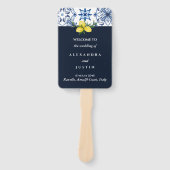 Marine Italiaanse Lemon Mediterrane Trouwprogramma Handwaaier (Voorkant)