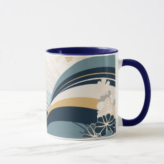 Marine japonaise Floral & Vagues Mug