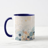 Marine japonaise Floral & Vagues Mug (Gauche)