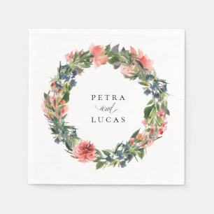 Marine koraal botanische gepersonaliseerde papiere servet