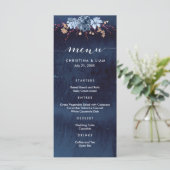 Marine krijtbord bloemkaart bruiloftsmenu menu (Staand voorkant)