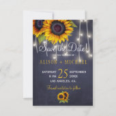 Marine licht rustieke zonnebloemen redden de datum save the date (Voorkant)