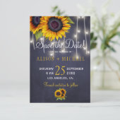 Marine licht rustieke zonnebloemen redden de datum save the date (Staand voorkant)